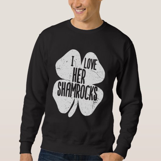 Ik hou van haar Shamrocks St Patrick's Day Couples Trui (Voorkant)