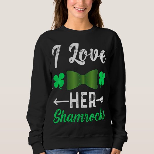 Ik hou van haar shamrocks St Patrick's Day Couples Trui (Voorkant)