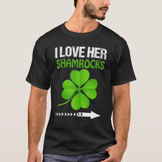 Ik hou van haar shamrocks St Patricks Day Funny Co T-shirt (Voorkant)