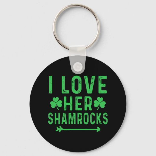 Ik hou van haar sjamrocken Shirten St Patricks Day Sleutelhanger (Voorkant)
