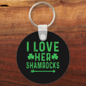 Ik hou van haar sjamrocken Shirten St Patricks Day Sleutelhanger (Voorkant)