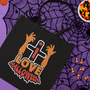 Ik hou van Halloween Creepy Zombie Hands Canvas ta Tote Bag
