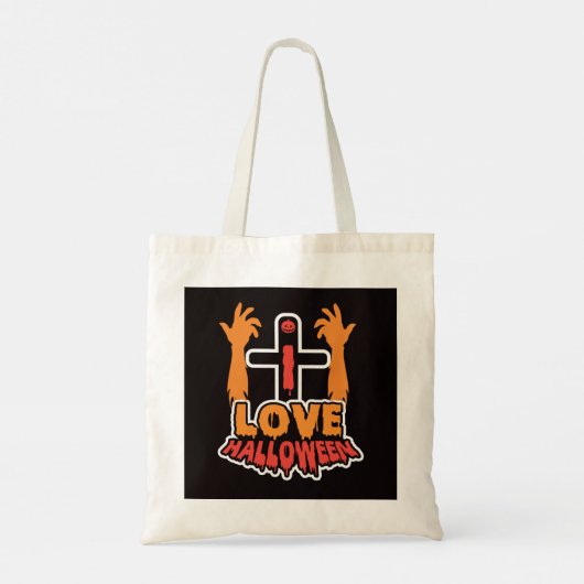 Ik hou van Halloween Creepy Zombie Hands Canvas ta Tote Bag (Achterkant)