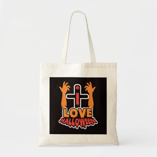 Ik hou van Halloween Creepy Zombie Hands Canvas ta Tote Bag (Voorkant)