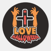 Ik hou van Halloween Creepy Zombie Hands Ronde Sticker (Voorkant)