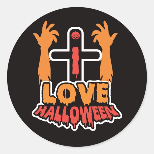 Ik hou van Halloween Creepy Zombie Hands Ronde Sticker (Voorkant)