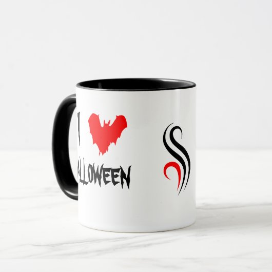 Ik hou van Halloween en Black Coffee Funny custom Mok (Voorkant links)