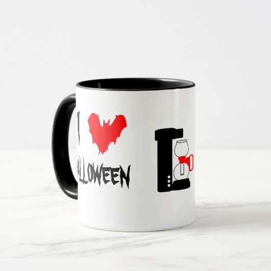 Ik hou van Halloween en zwarte koffie aanpasbaar Mok (Voorkant links)