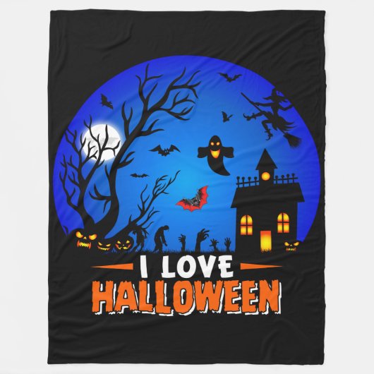 Ik hou van Halloween Fleece Deken (Voorkant)