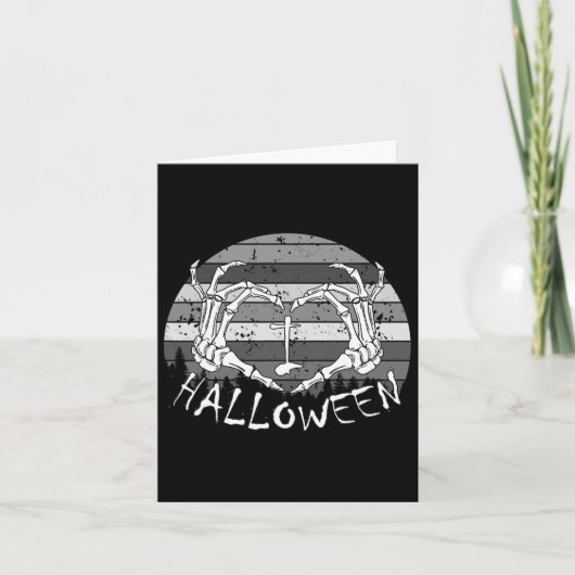 Ik hou van Halloween Funny Bone Hands Skull Heart  Kaart (Voorkant)