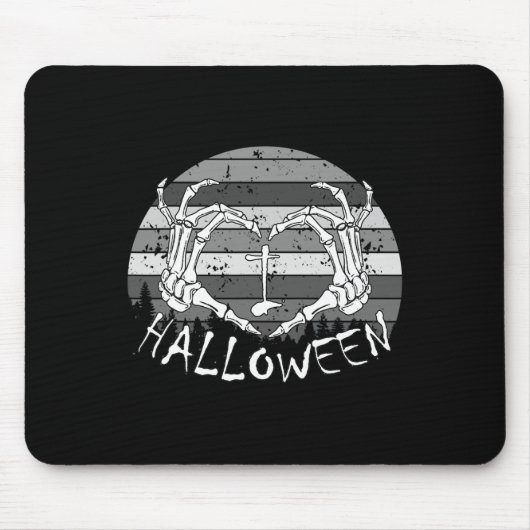 Ik hou van Halloween Funny Bone Hands Skull Heart Muismat (Voorkant)