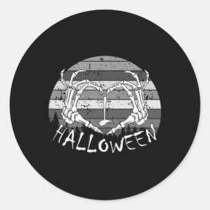Ik hou van Halloween Funny Bone Hands Skull Heart Ronde Sticker