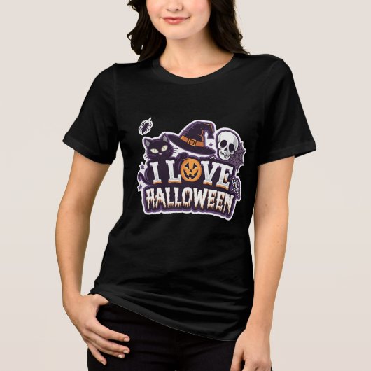 Ik hou van Halloween Ghost Vrouwen T-Shirt (Voorkant)