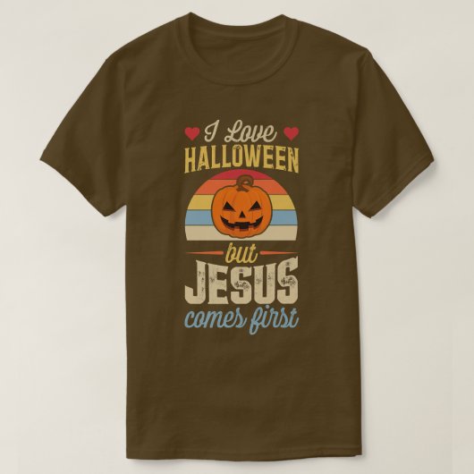 Ik hou van Halloween, maar Jezus komt op de eerste T-shirt (Design voorkant)