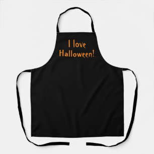 Ik hou van Halloween Sinaasappel op zwart Schort