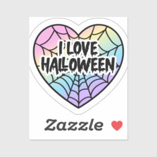Ik hou van Halloween Spinnenweb Hart Sticker Paste