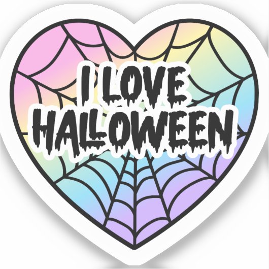 Ik hou van Halloween Spinnenweb Hart Sticker Paste (Voorkant)