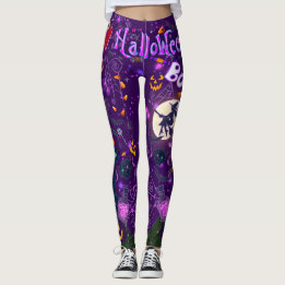 Ik hou van Halloween Spooky Witch Paarse Leggings