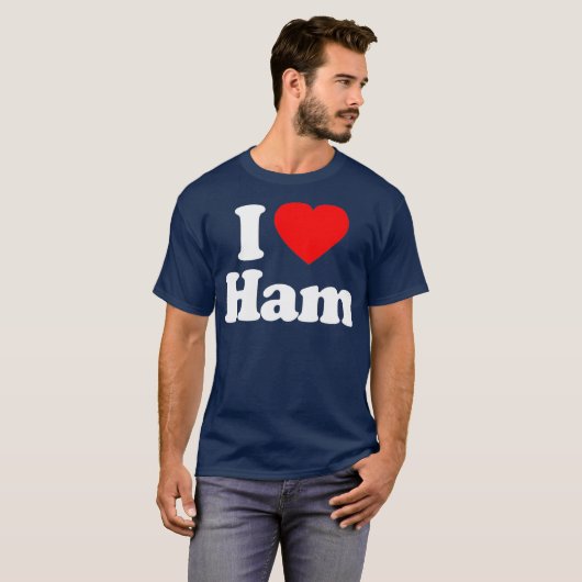Ik hou van Ham Heart Funny T-shirt (Voorkant volledig)