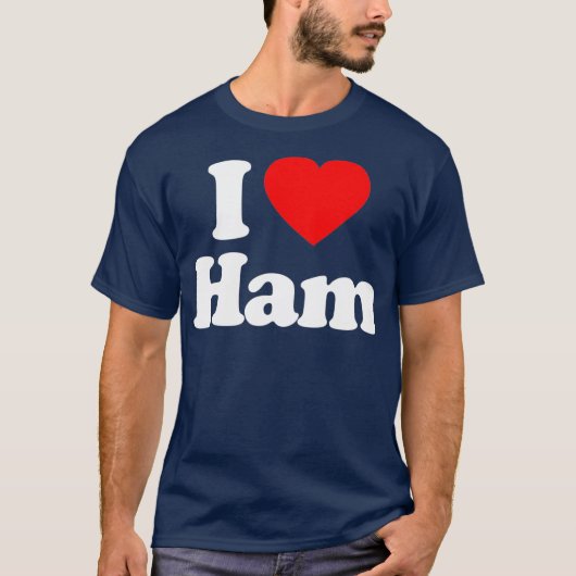 Ik hou van Ham Heart Funny T-shirt (Voorkant)