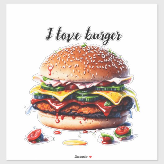 Ik hou van hamburger sticker (Vel)