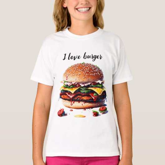 Ik hou van hamburger t-shirt (Voorkant)