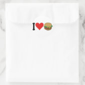 Ik hou van hamburgers * ronde sticker (Tas)