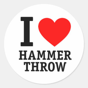 Ik hou van Hammer Throw Ronde Sticker