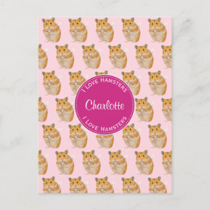Ik hou van Hamsters Pink Hamster Pattern Briefkaart