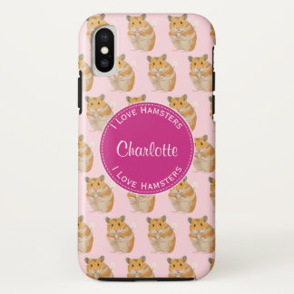Ik hou van Hamsters Pink Hamster Pattern iPhone X Hoesje