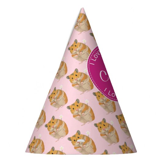 Ik hou van Hamsters Pink Hamster Pattern Feesthoedjes (Links)