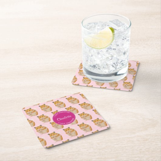 Ik hou van Hamsters Pink Hamster Pattern Kartonnen Onderzetters (Insitu)