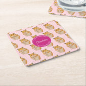 Ik hou van Hamsters Pink Hamster Pattern Kartonnen Onderzetters (Schuin)