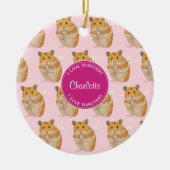 Ik hou van Hamsters Pink Hamster Pattern Keramisch Ornament (Voorkant)