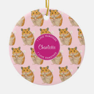 Ik hou van Hamsters Pink Hamster Pattern Keramisch Ornament