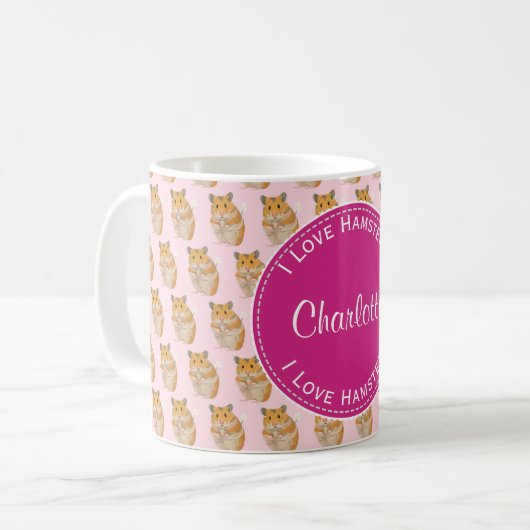 Ik hou van Hamsters Pink Hamster Pattern Koffiemok (Voorkant links)