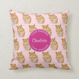 Ik hou van Hamsters Pink Hamster Pattern Kussen