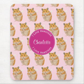 Ik hou van Hamsters Pink Hamster Pattern Muismat