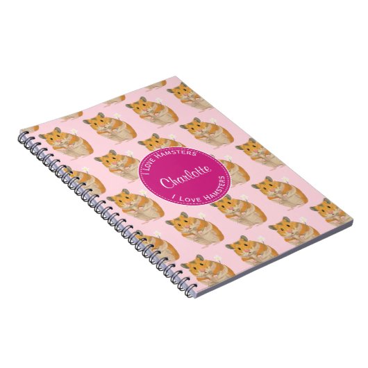 Ik hou van Hamsters Pink Hamster Pattern Notitieboek (Rechterzijde)