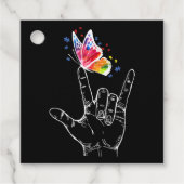 Ik hou van handgebarentaal vlinderautisme bedankjes labels (Voorkant)