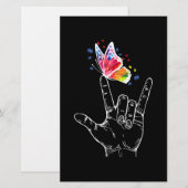 Ik hou van handgebarentaal vlinderautisme briefpapier (Voorkant / Achterkant)