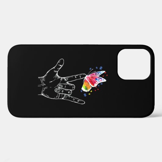 Ik hou van handgebarentaal vlinderautisme Case-Mate iPhone case (Achterkant (horizontaal))