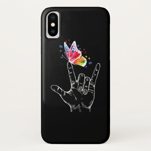 Ik hou van handgebarentaal vlinderautisme Case-Mate iPhone case (Achterkant)