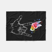 Ik hou van handgebarentaal vlinderautisme fleece deken (Voorkant (Horizontaal))