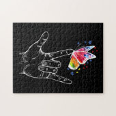 Ik hou van handgebarentaal vlinderautisme legpuzzel (Horizontaal)