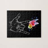 Ik hou van handgebarentaal vlinderautisme legpuzzel (Horizontaal)