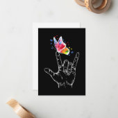 Ik hou van handgebarentaal vlinderautisme notitiekaartje (Voorkant / Achterkant in situ)