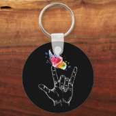 Ik hou van handgebarentaal vlinderautisme sleutelhanger (Voorkant)