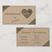 Ik hou van handgemaakte harten met modern kraftpap visitekaartje (Voorkant / Achterkant)