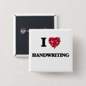 Ik hou van handschrift vierkante button 5,1 cm (Voorkant /achterkant)